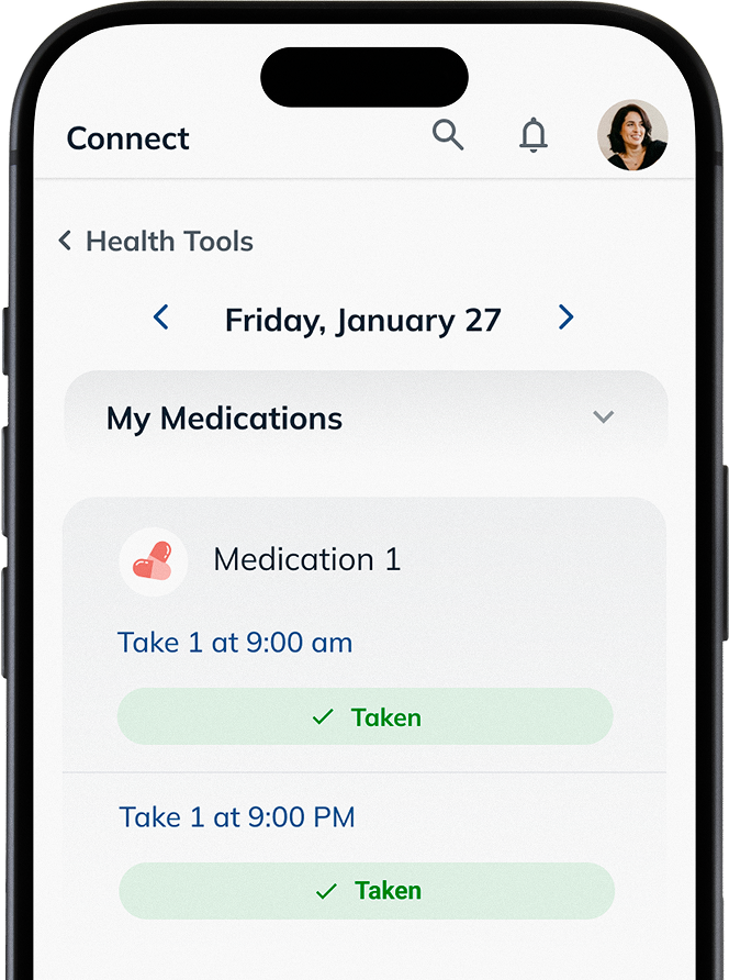 RxPx Connect medication tracker on smartphone